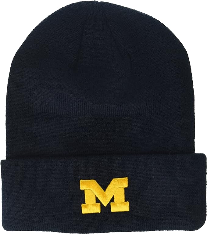 Collegiate Pom and Cuffed Style Beanies - Michigan