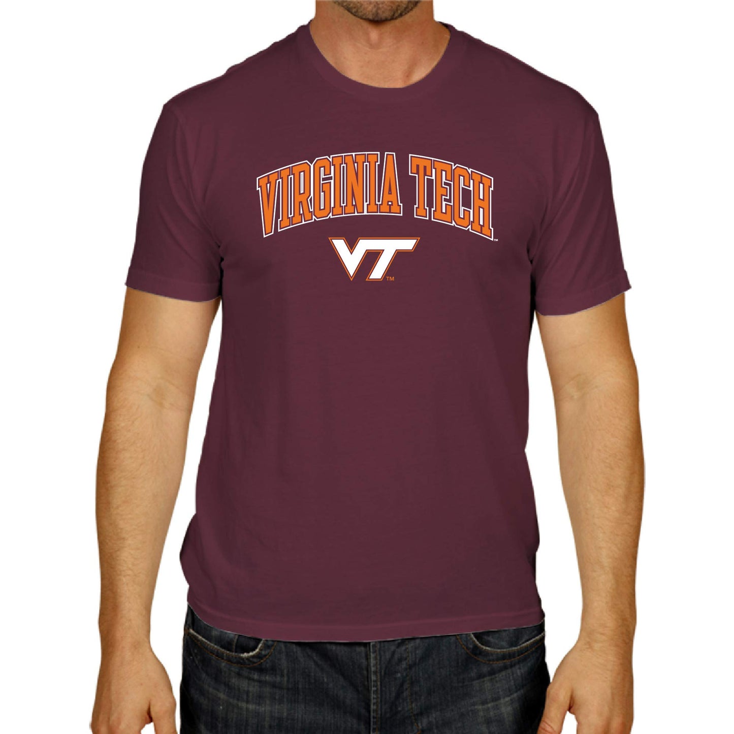 Campus Colors NCAA Adult Gameday Cotton T-Shirt- Virginia Tech Hokies