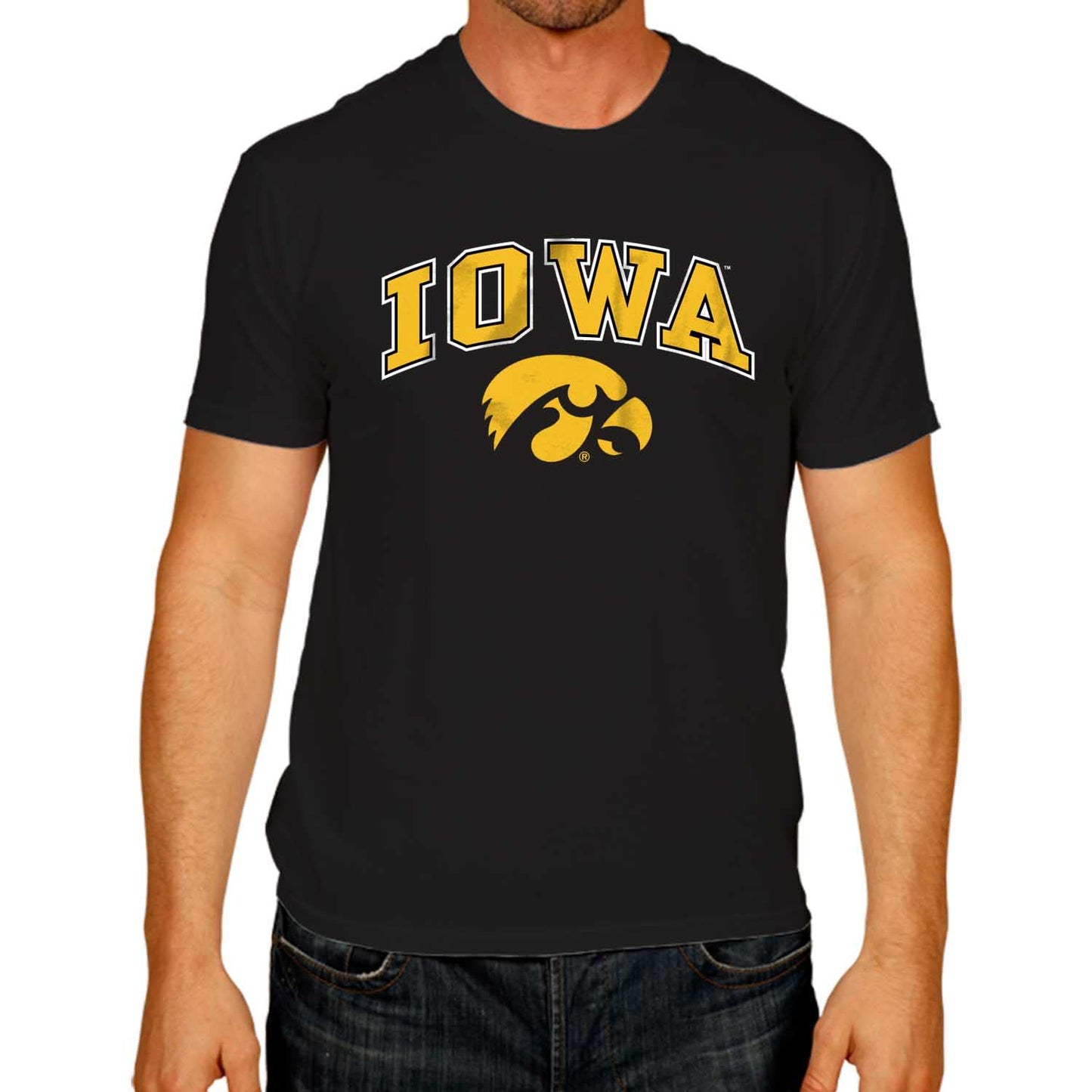 Campus Colors NCAA Adult Gameday Cotton T-Shirt- Iowa Hawkeyes
