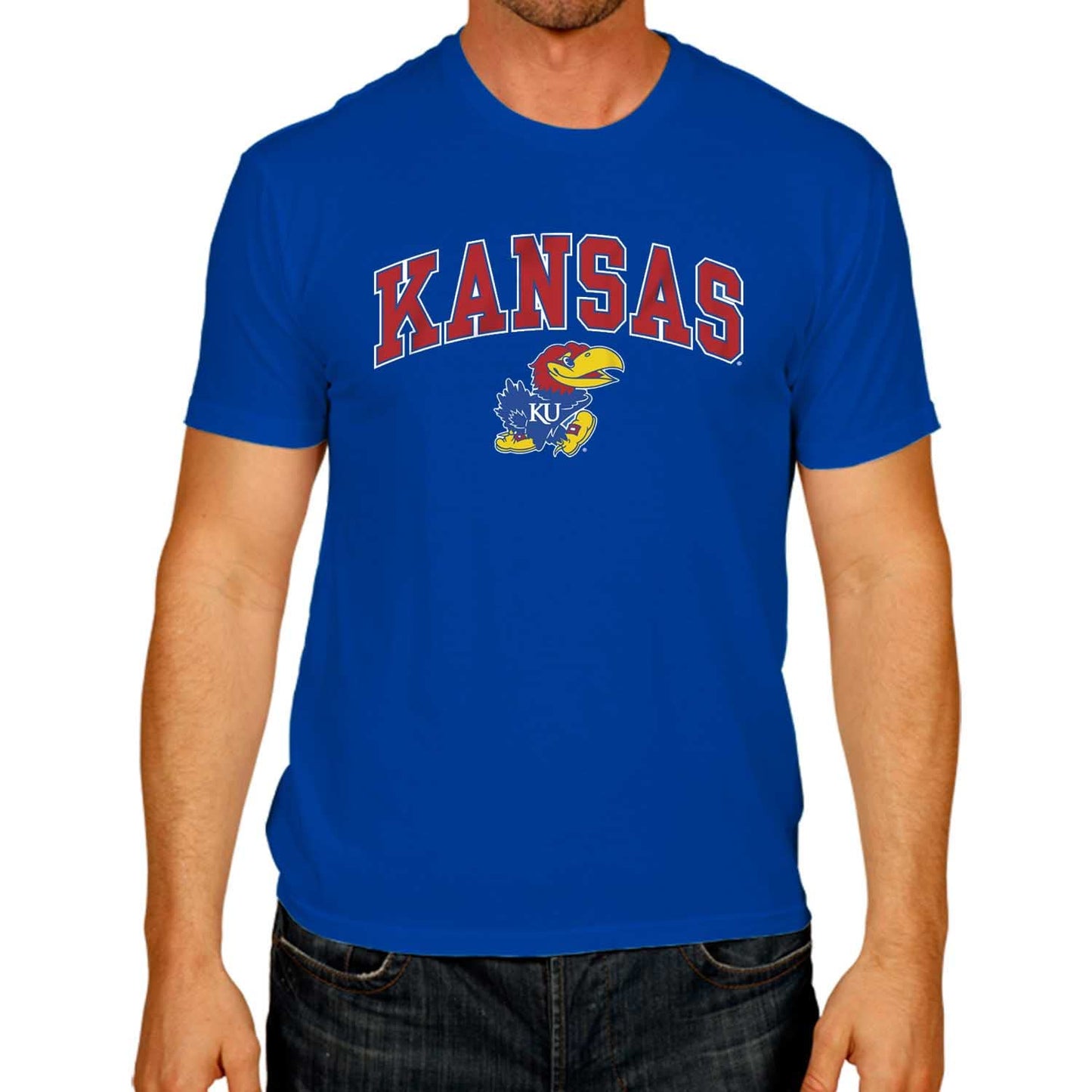 Campus Colors NCAA Adult Gameday Cotton T-Shirt- Kansas Jayhawks