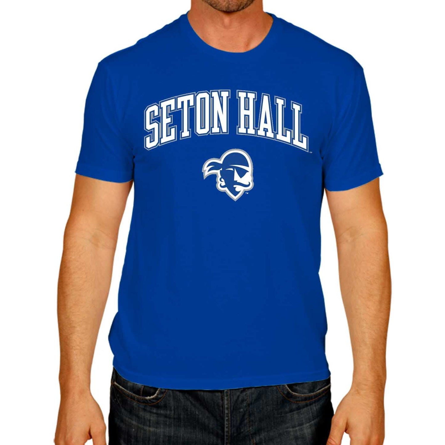 Campus Colors NCAA Adult Gameday Cotton T-Shirt- Seton Hall Pirates