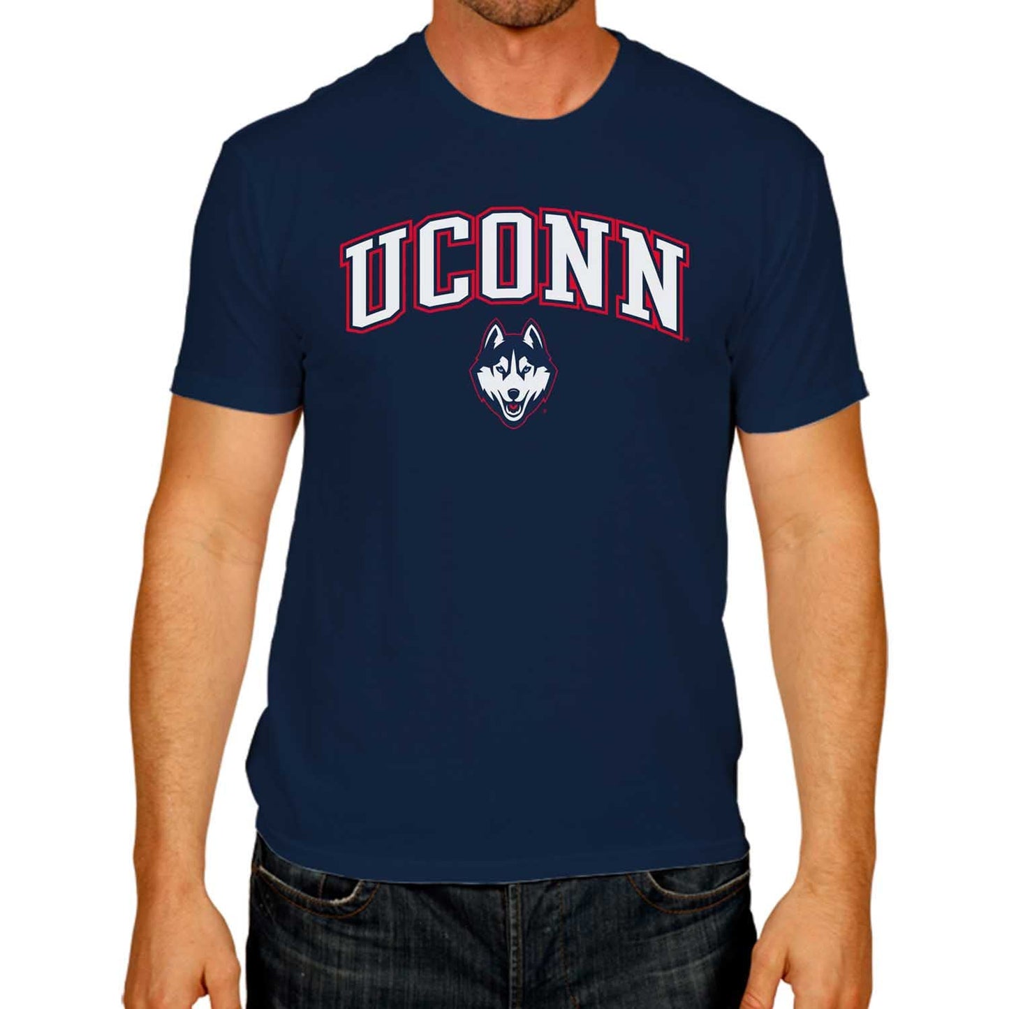 Campus Colors NCAA Adult Gameday Cotton T-Shirt- UCONN Huskies