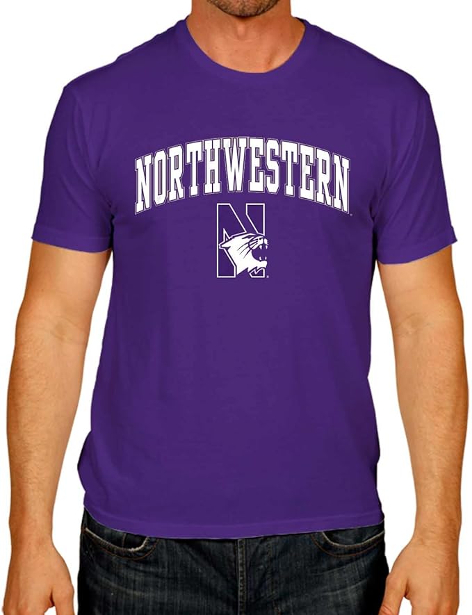 Campus Colors NCAA Adult Gameday Cotton T-Shirt - Northwestern Wildcats