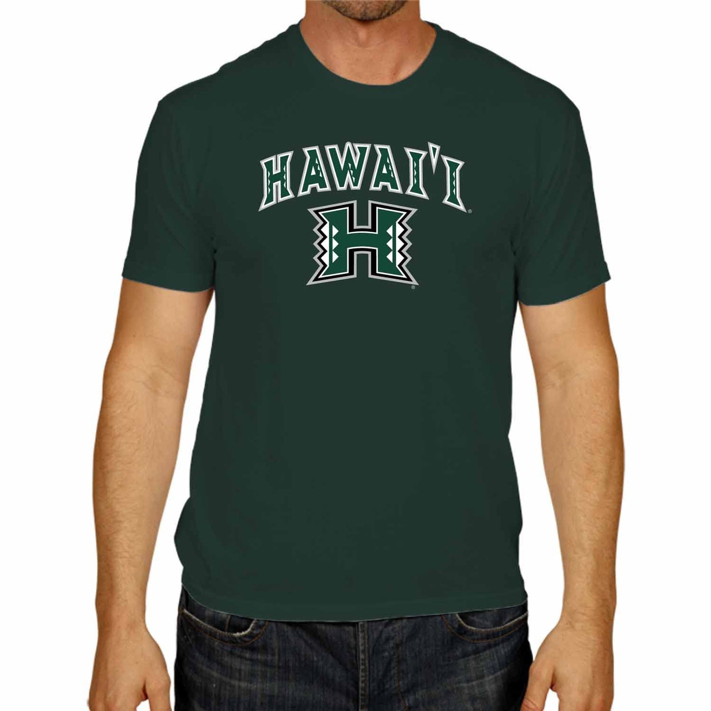 Campus Colors NCAA Adult Gameday Cotton T-Shirt- Hawaii Rainbow Warriors