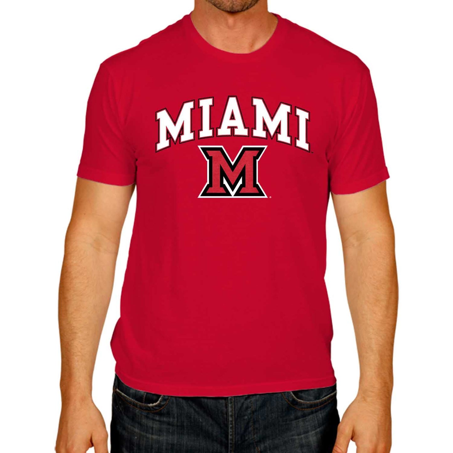 Campus Colors NCAA Adult Gameday Cotton T-Shirt- Miami Redhawks