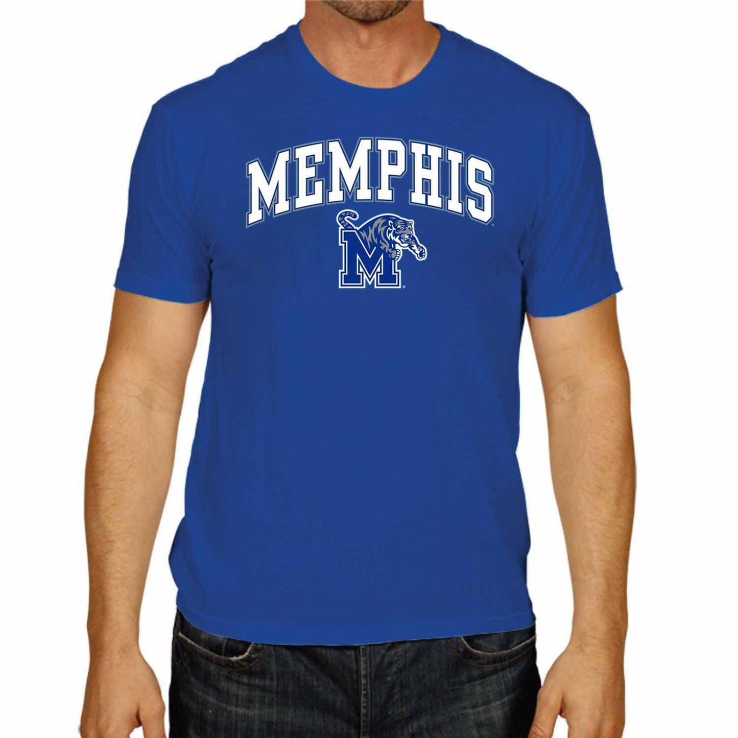 Campus Colors NCAA Adult Gameday Cotton T-Shirt- Memphis Tigers