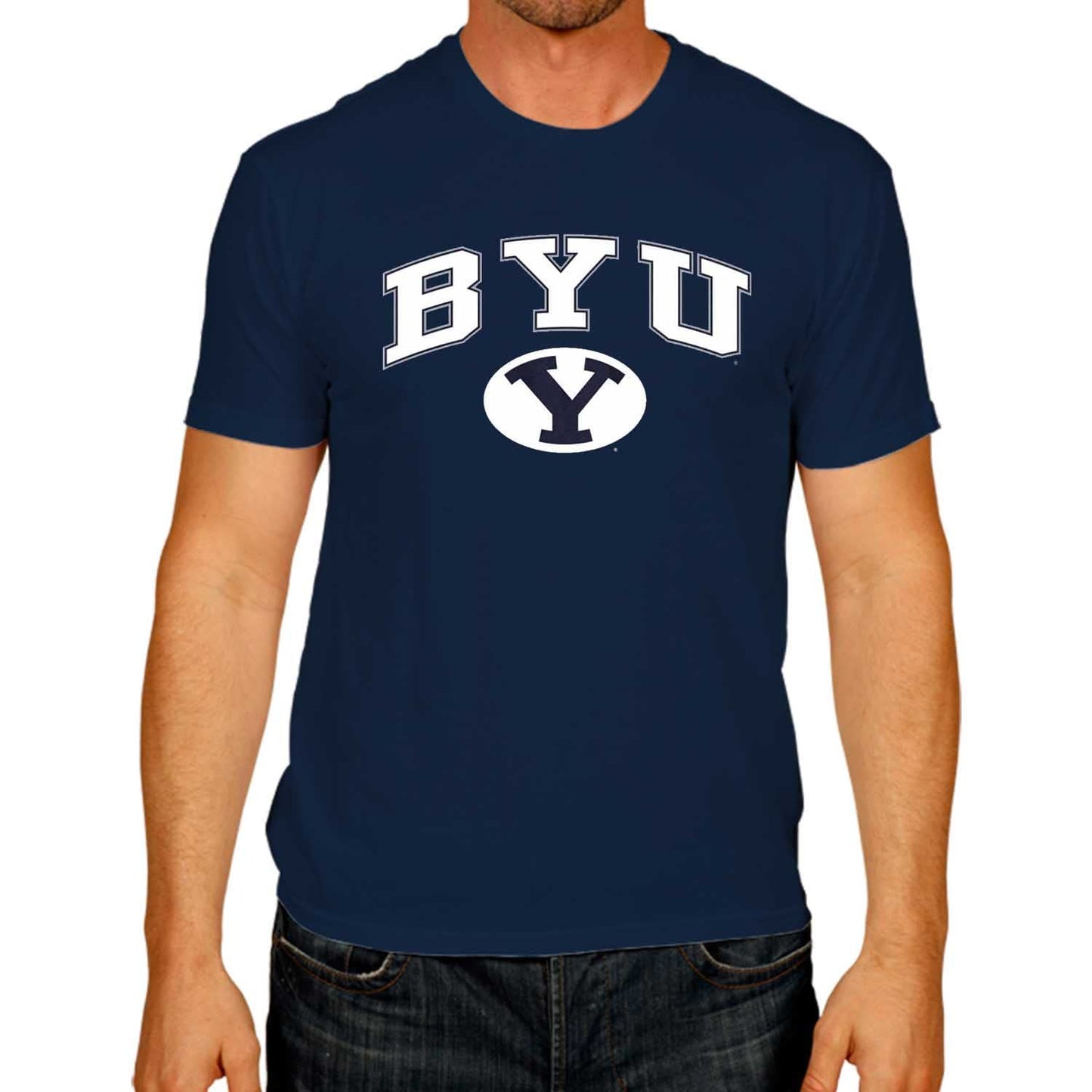 Campus Colors NCAA Adult Gameday Cotton T-Shirt- BYU Cougars