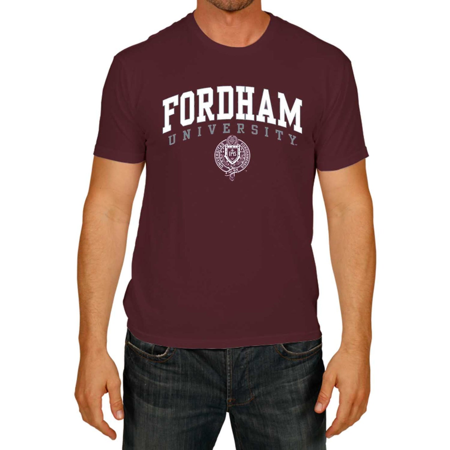 Campus Colors NCAA Adult Gameday Cotton T-Shirt- Fordham Rams
