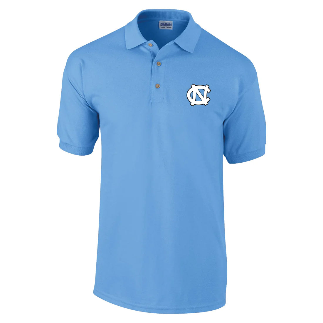 Collegiate Short-Sleeve Polo Shirt with Embroidered Logo in Official School Colors -Unc
