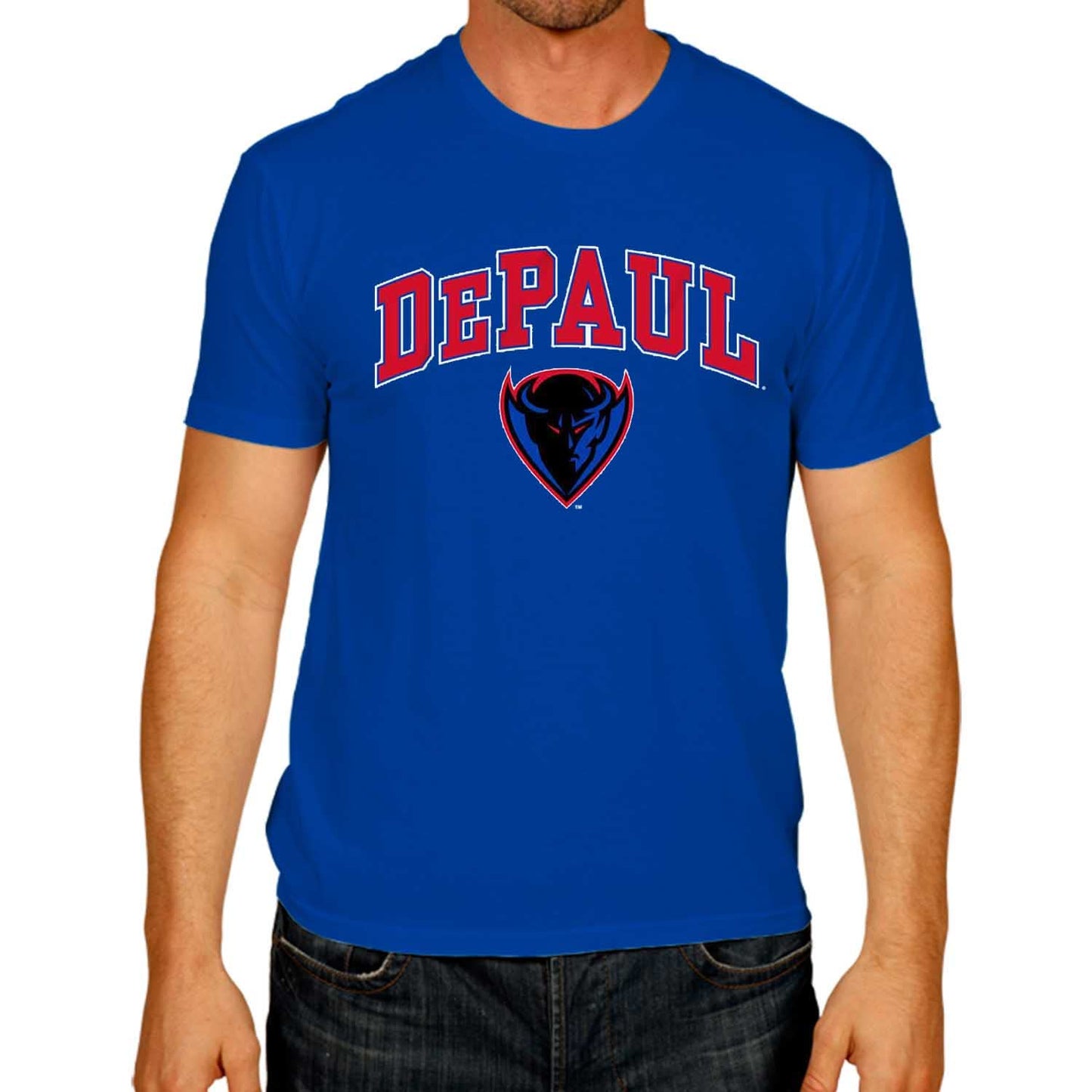 Campus Colors NCAA Adult Gameday Cotton T-Shirt- DePaul Blue Demons