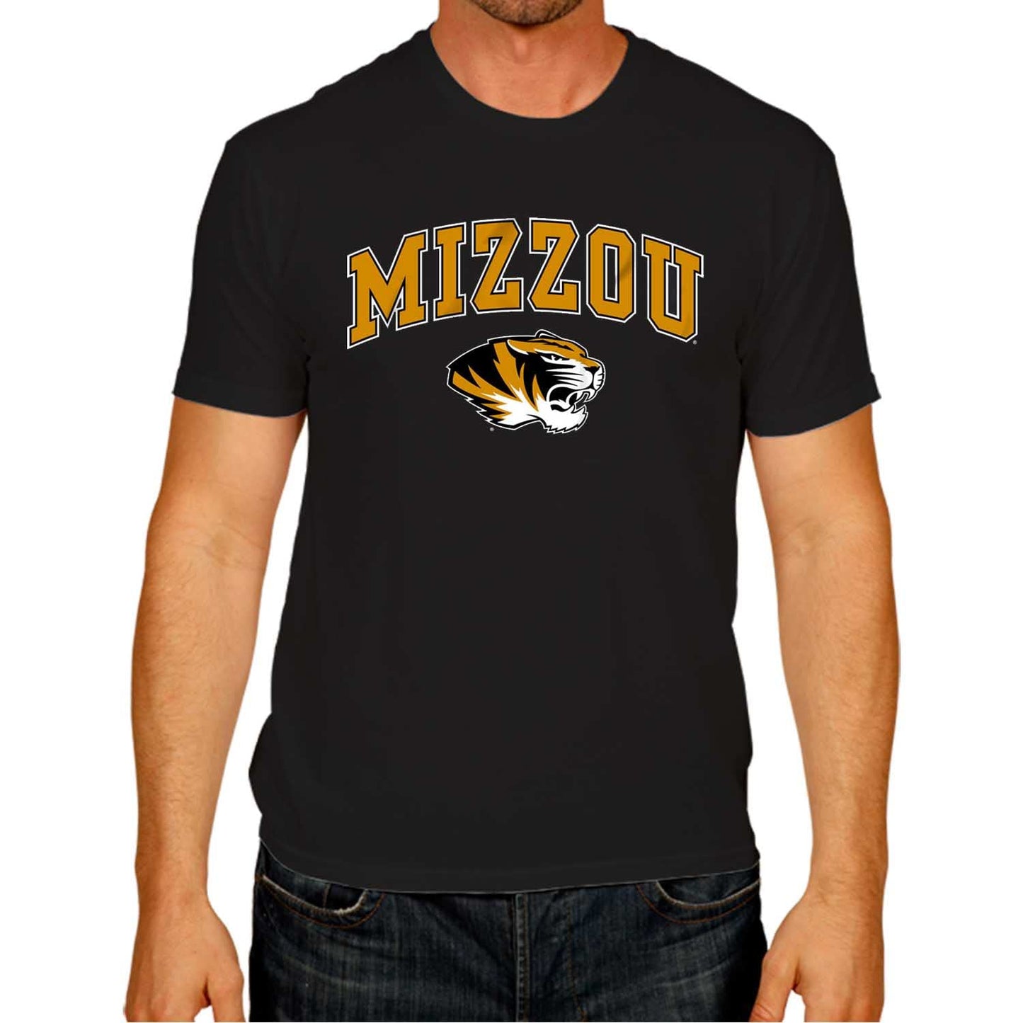 Campus Colors NCAA Adult Gameday Cotton T-Shirt- Missouri Tigers