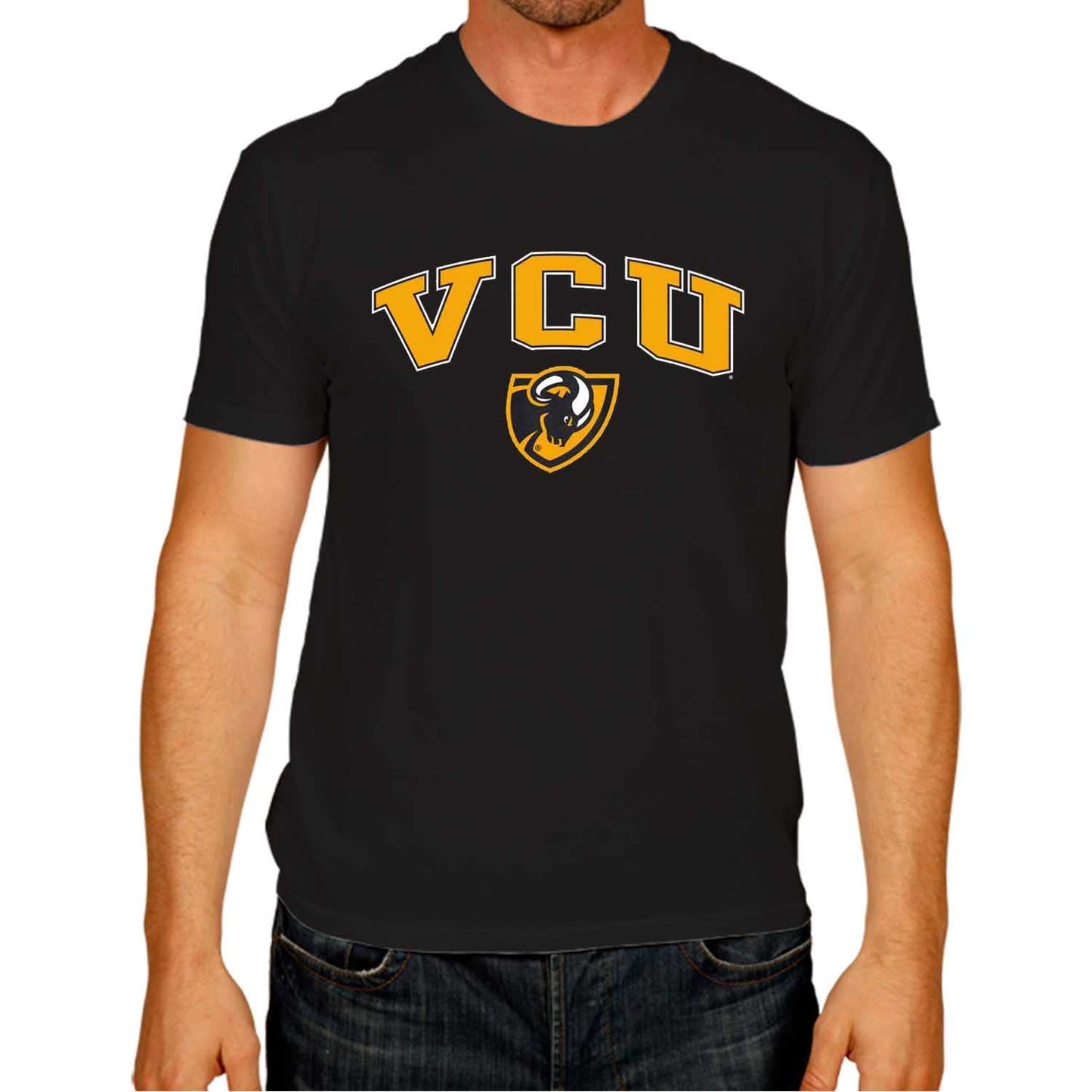 Campus Colors NCAA Adult Gameday Cotton T-Shirt- VCU Rams