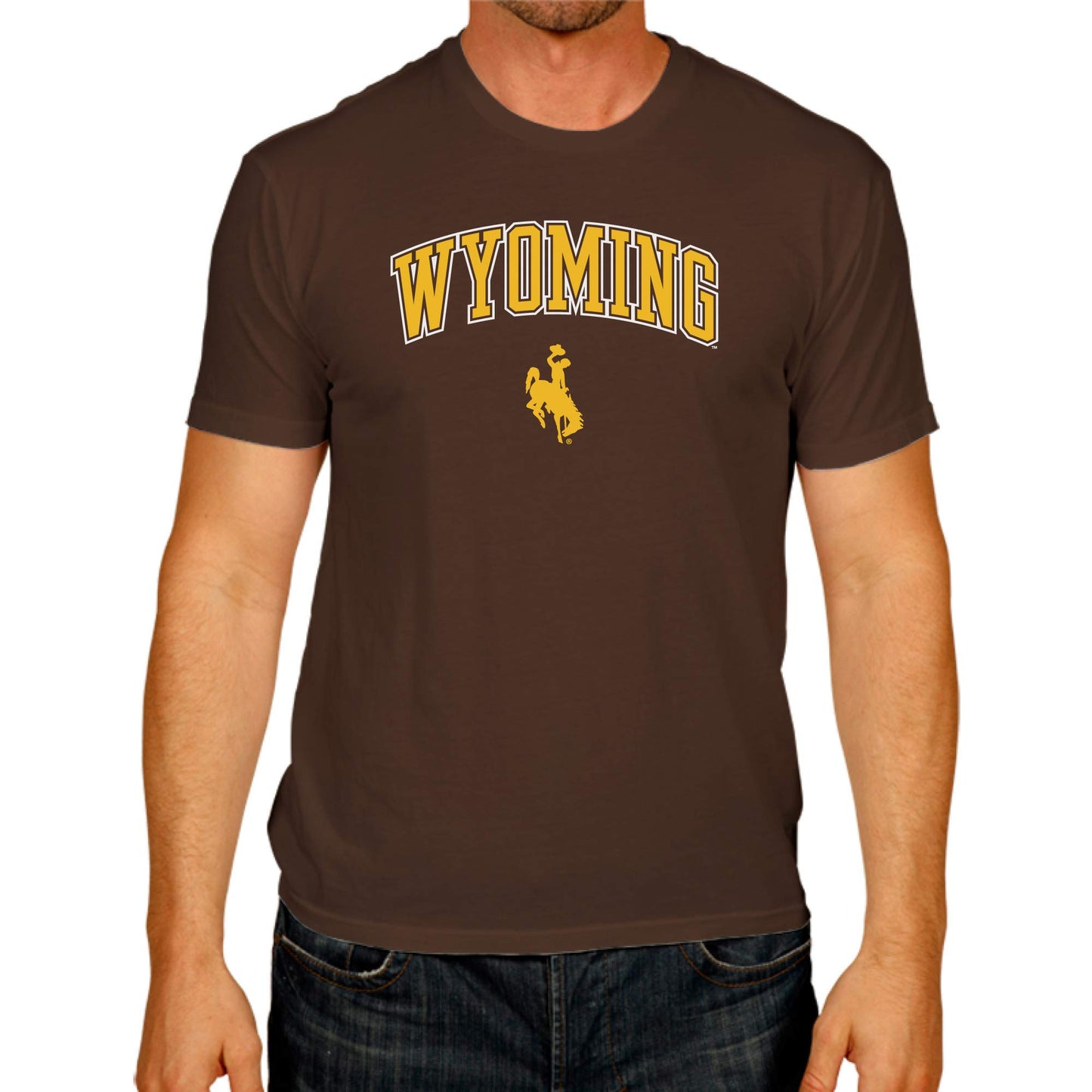 Campus Colors NCAA Adult Gameday Cotton T-Shirt- Wyoming Cowboys