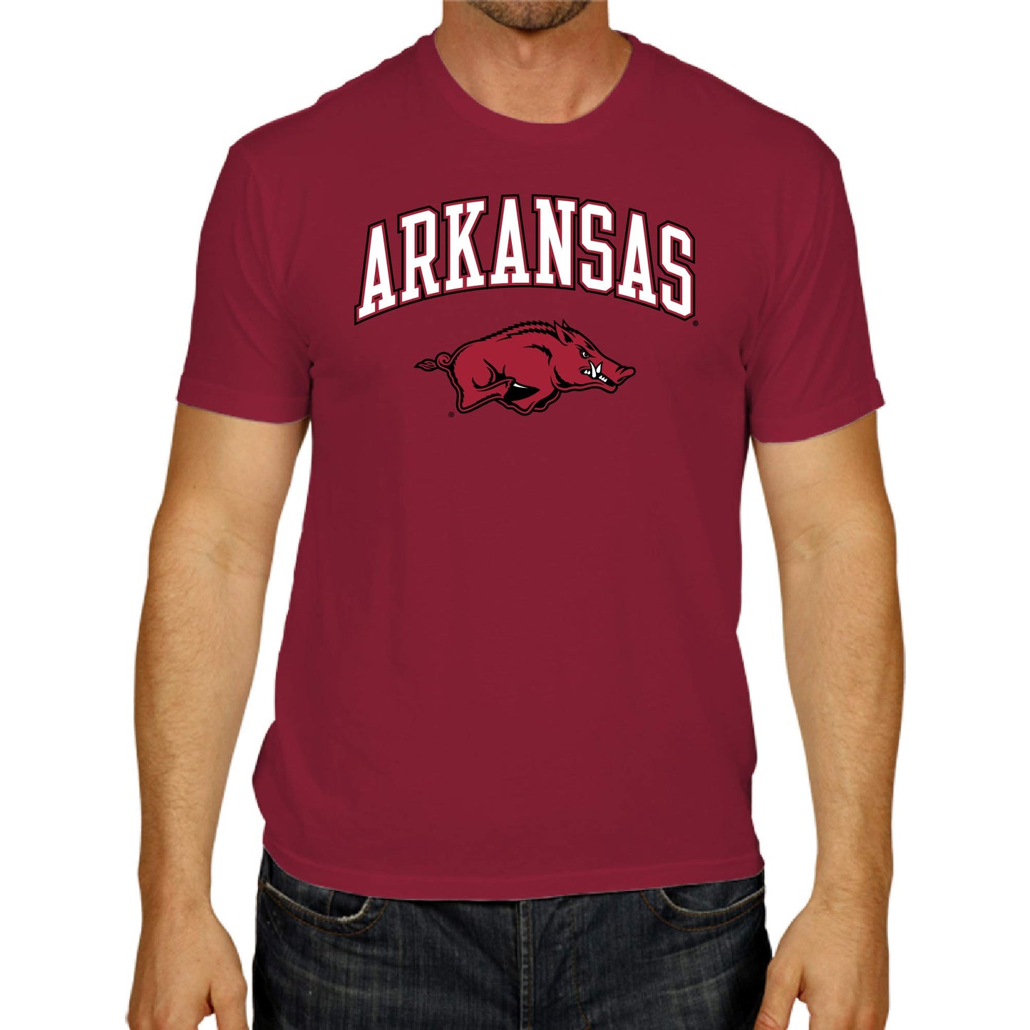 Campus Colors NCAA Adult Gameday Cotton T-Shirt- Arkansas Razorbacks