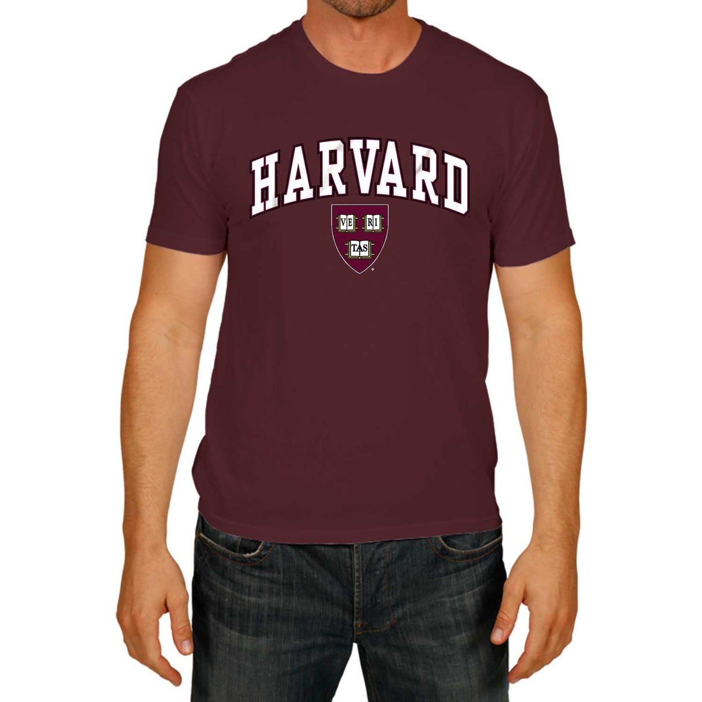 Campus Colors NCAA Adult Gameday Cotton T-Shirt- Harvard Crimson