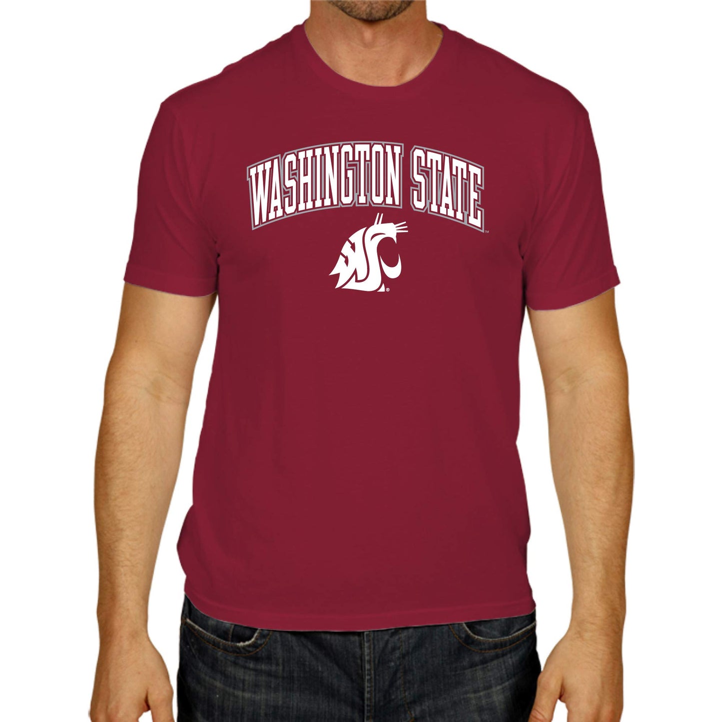 Campus Colors NCAA Adult Gameday Cotton T-Shirt- Washington State Cougars