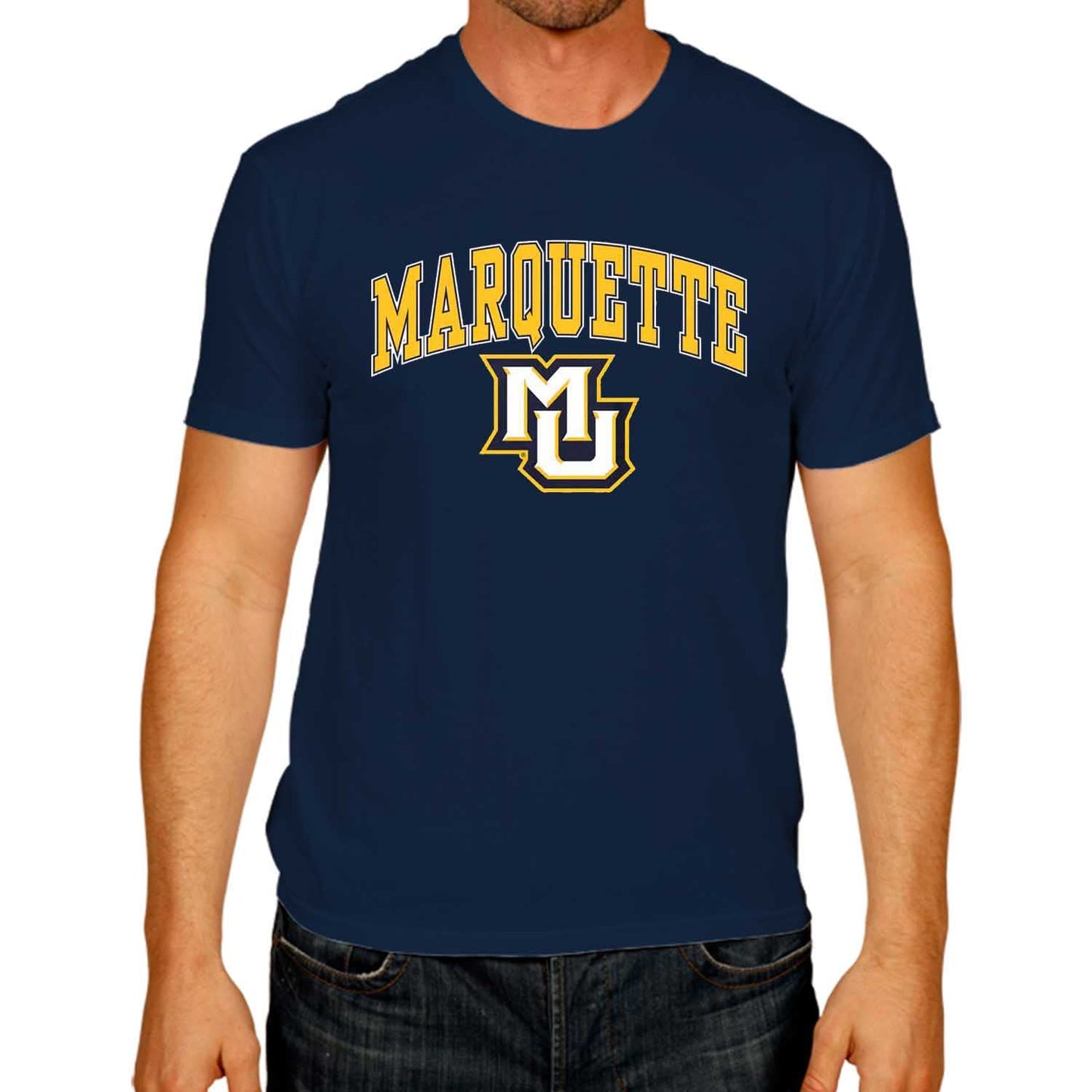 Campus Colors NCAA Adult Gameday Cotton T-Shirt- Marquette Golden Eagles