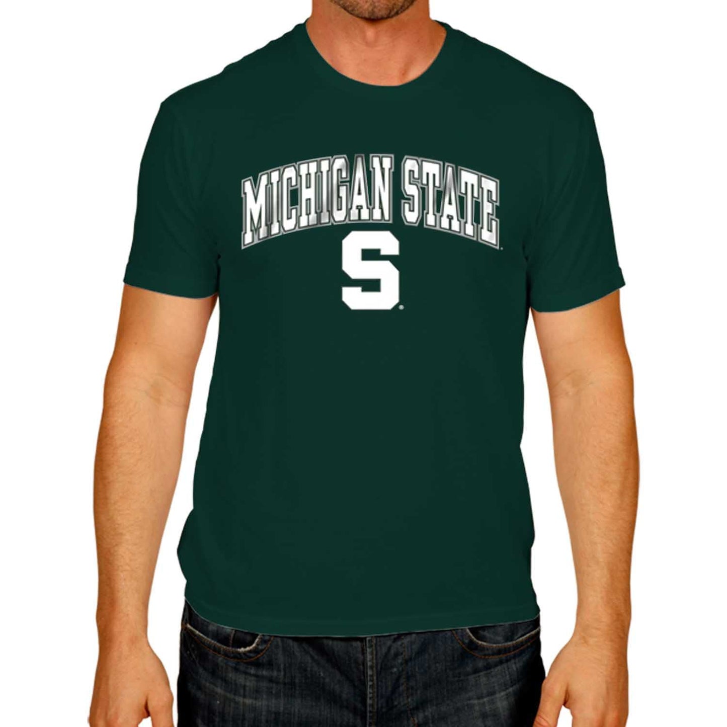 Campus Colors NCAA Adult Gameday Cotton T-Shirt- Michigan State Spartans