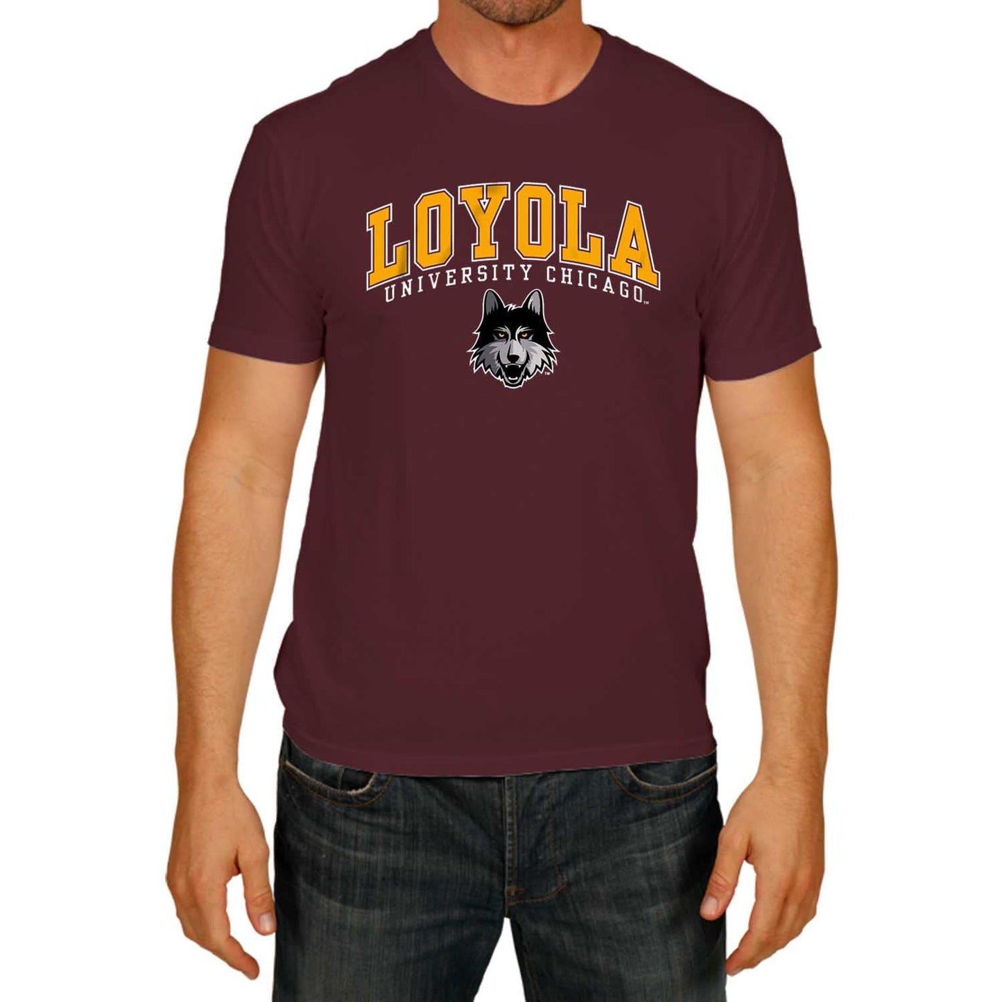 Campus Colors NCAA Adult Gameday Cotton T-Shirt- Loyola Chicago Ramblers