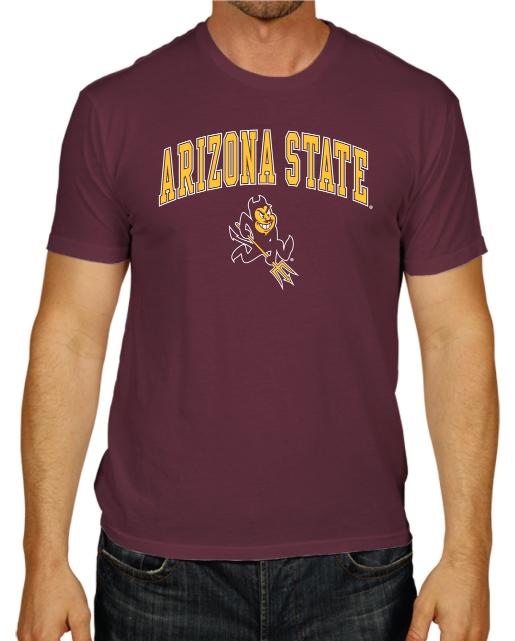Campus Colors NCAA Adult Gameday Cotton T-Shirt- Arizona State Sun Devils