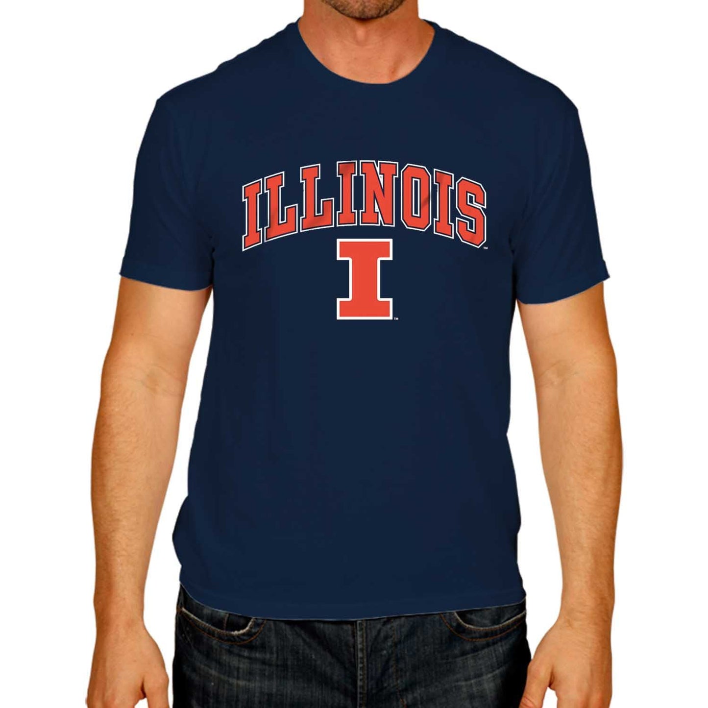 Campus Colors NCAA Adult Gameday Cotton T-Shirt- Illinois Fighting Illini