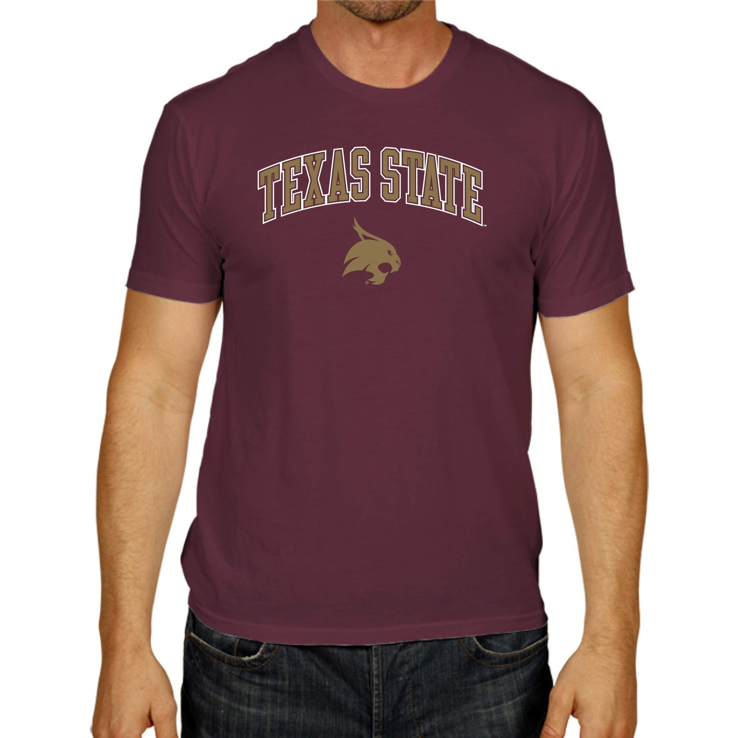 Campus Colors NCAA Adult Gameday Cotton T-Shirt-     Texas State Bobcats